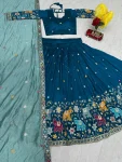 2NEW ARRIVAL VICHITRA SILK THREAD & SEQUENCE WORK LEHENGA CHOLI WITH DUPATTA WEDDING WEAR WHOLESALE PRICE ETHNIC GARMENT (19)