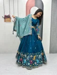 2NEW ARRIVAL VICHITRA SILK THREAD & SEQUENCE WORK LEHENGA CHOLI WITH DUPATTA WEDDING WEAR WHOLESALE PRICE ETHNIC GARMENT (19)