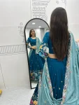 2NEW ARRIVAL VICHITRA SILK THREAD & SEQUENCE WORK LEHENGA CHOLI WITH DUPATTA WEDDING WEAR WHOLESALE PRICE ETHNIC GARMENT (19)