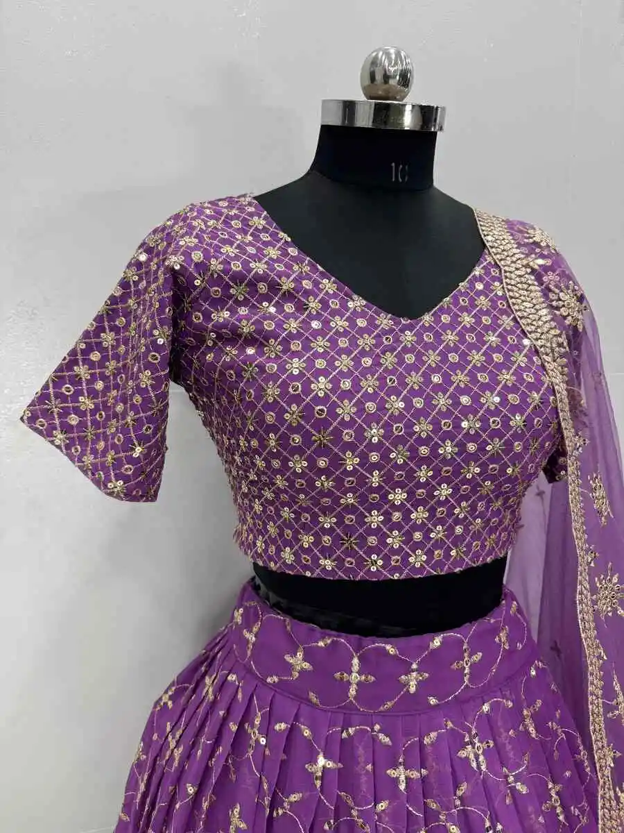 2RICH LOOK GEORGETTE DIGITAL PRINT WITH HEAVY EMBROIDERY SEQUNCE WORK LEHENGA CHOLI WITH DUPATTA WEDDING WEAR WHOLESALE PRICE ETHNIC GARMENT (16)