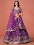 RICH LOOK GEORGETTE DIGITAL PRINT WITH HEAVY EMBROIDERY SEQUNCE WORK LEHENGA CHOLI WITH DUPATTA LAVENDER