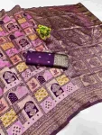 TRENDING LICHI SILK BANARASI WEAVING WORK SAREE WITH UNSTITCHED BLOUSE LAVENDER