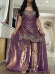 MODERN FENDY SILK EMBROIDERY SEQUENCE AND THREAD WORK TOP PALAZZO WITH DUPATTA PURPLE