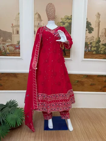 FANCY GEORGETTE EMBROIDERY WORK GOWN BOTTOM WITH DUPATTA RANI