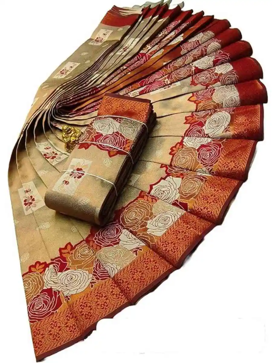 3DESIGNER BANARASI SILK FLOWERS AND MINA & ZARI WEAVING RICH PALLU WITH BORDER WORK SAREE WITH UNSTITCHED BLOUSE FESTIVE WEAR WHOLESALE PRICE ETHNIC GARMENT (12).jpg.webp