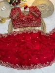 3DESIGNER FENDY SATIN EMBROIDERY SEQUENCE WITH BORDER AND BUTTI WORK SAREE WITH STITCHED BLOUSE WEDDING WEAR WHOLESALE PRICE EHNIC GARMENT (10)