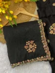 3DESIGNER ROBIN HOOD ORIGINAL BEEDS WORK WITH FLORAL WORK SAREE WITH UNSTITCHED BLOUSE WEDDING WEAR WHOLESALE PRICE ETHNIC GARMENT (8)
