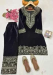 3DESIGNER VELVET ZARI EMBROIDERY WORK TOP BOTTOM SET FESTIVE WEAR WHOLESALE PRICE ETHNIC GARMENT (3)