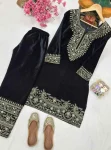 3DESIGNER VELVET ZARI EMBROIDERY WORK TOP BOTTOM SET FESTIVE WEAR WHOLESALE PRICE ETHNIC GARMENT (3)
