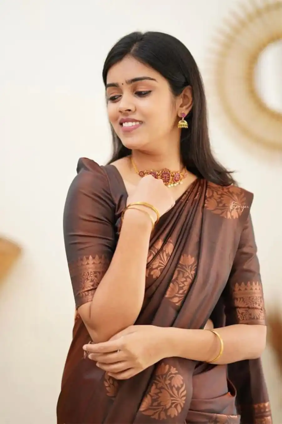 3FANCY LICHI SILK RICH PALLU & JACQUARD WORK SAREE WITH UNSTITCHED BLOUSE WHOLESALE PRICE ETHNIC GARMENT (19)