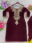 3FANCY VELVET EMBROIDERY SEQUENCE WORK TOP BOTTOM SET FESTIVE WEAR WHOLESALE PRICE ETHNIC GARMENT (11)