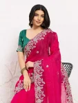 3MOST PICKED SPACE SILK EMBROIDERY CUTWORK WORK AARC BORDER WORK SAREE WITH UNSTITCHED BLOUSE FESTIVE WEAR WHOLESALE PRICE ETHNIC GARMENT (7)