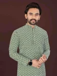 3NEW ARRIVAL COTTON BLEND HANDCRAFTED LUCKHNAWI CHIKANKARI WORK MEN’S KURTA PAYJAMA FESTIVE WEAR WHOLESALE PRICE ETHNIC GARMENT (12)