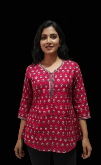 NEW ARRIVAL COTTON DIGITAL PRINT WORK ONLY TOP PINK