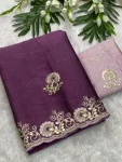 3NEW ARRIVAL CRUSH SILK MULTI CODING DAGA & GOTA EMBROIDERY WORK BORDER SAREE WITH UNSTITCHED BLOUSE WEDDING WEAR WHOLESALE PRICE ETHNIC GARMENT (14)