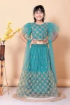 3NEW ARRIVAL NET LACE BORDER WITH SEQUENCE EMBROIDERY WORK KID’S LEHENGA CHOLI WITH DUPATTA FESTIVE WEAR WHOLESALE PRICE ETHNIC GARMENT (9)