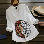 NEW ARRIVAL RAYON COLLER+ DIGITAL PRINT TOP WHITE