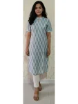 NEW ARRIVAL SLUB COTTON DIGITAL PRINT WORK KURTI SKY