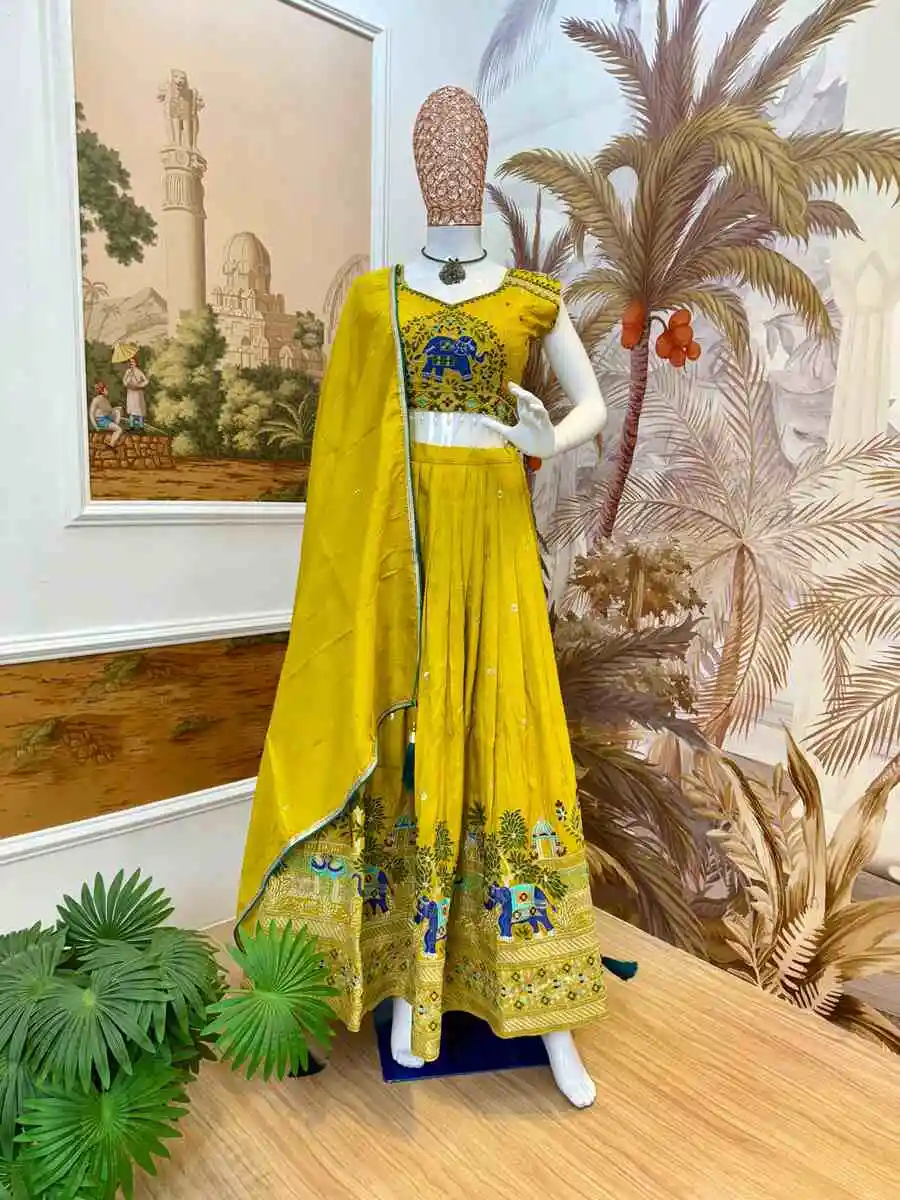 3RICH LOOK SHIMMER EMBROIDERY WORK LEHENGA CHOLI WITH DUPATTA WEDDING WEAR WHOLESALE PRICE ETHNIC GARMENT (19)