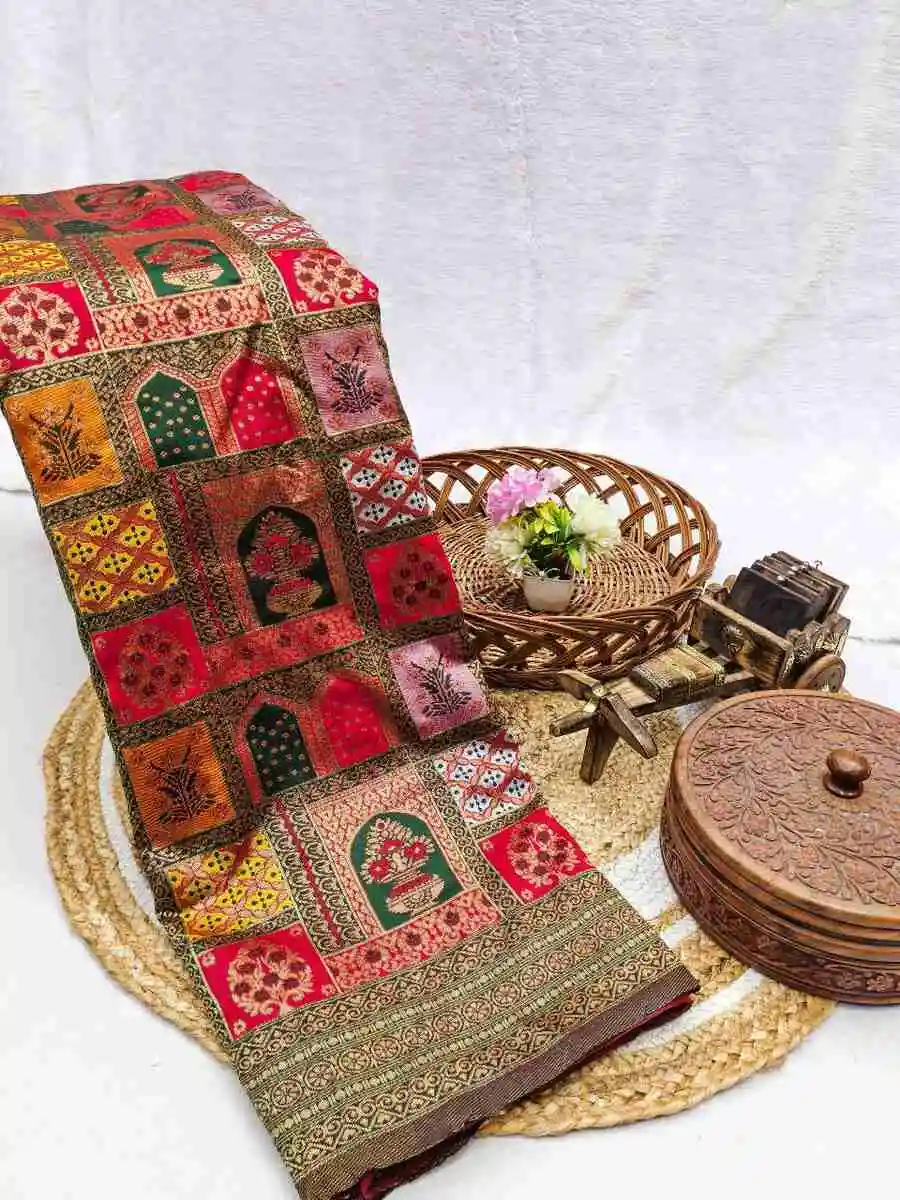 3TRENDING LICHI SILK BANARASI WEAVING WORK SAREE WITH UNSTITCHED BLOUSE FESTIVE WEAR WHOLESALE PRICE ETHNIC GARMENT (10)