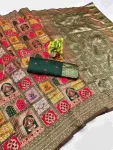 TRENDING LICHI SILK BANARASI WEAVING WORK SAREE WITH UNSTITCHED BLOUSE GREEN