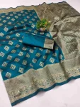 3TRENDING LICHI SILK BANARASI WEAVING WORK SAREE WITH UNSTITCHED BLOUSE FESTIVE WEAR WHOLESALE PRICE ETHNIC GARMENT (8)