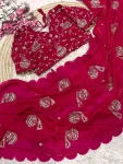 4DESIGNER FENDY SATIN SILK HAND WORK WITH CUT WORK AARCO BORDER WORK SAREE WITH STITCHED BLOUSE WEDDING WEAR WHOLESALE PRICE ETHNIC GARMENT (10)