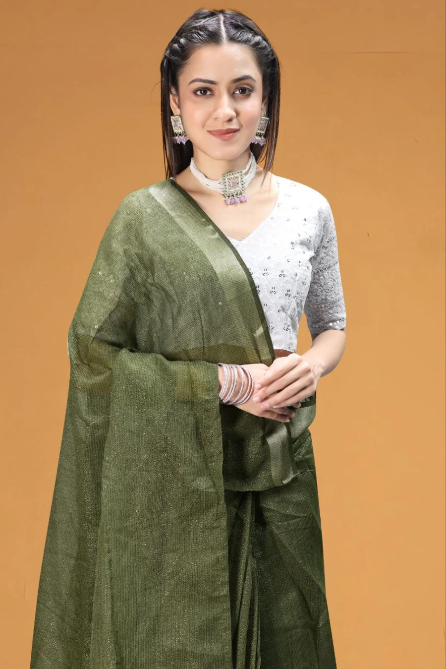 4FANCY TISSUE SILK WEAVING WORK SAREE WITH UNSTITCHED BLOUSE FESTIVE WEAR WHOLESALE PRICE ETHNIC GARMENT (8)