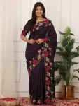 MODERN MANIPURI SILK THREAD WORK ON BORDER WITH CUTWORK SAREE WITH UNSTITCHED BLOUSE PURPLE