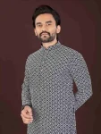 4NEW ARRIVAL COTTON BLEND HANDCRAFTED LUCKHNAWI CHIKANKARI WORK MEN’S KURTA PAYJAMA FESTIVE WEAR WHOLESALE PRICE ETHNIC GARMENT (8)