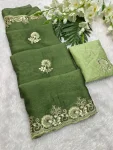 4NEW ARRIVAL CRUSH SILK MULTI CODING DAGA & GOTA EMBROIDERY WORK BORDER SAREE WITH UNSTITCHED BLOUSE WEDDING WEAR WHOLESALE PRICE ETHNIC GARMENT (16)