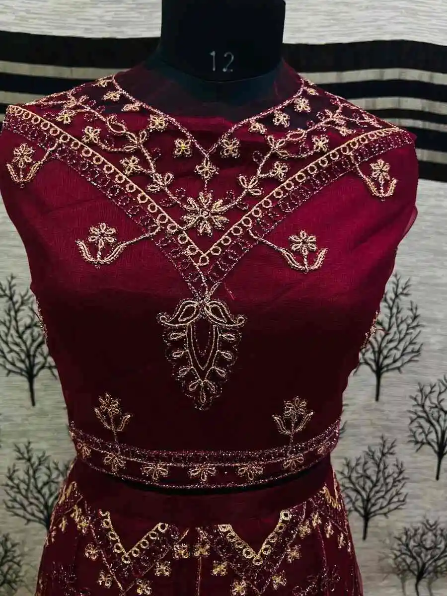 4NEW ARRIVAL HEAVY NET CHAIN WORK LEHENGA CHOLI WITH DUPATTA FESTIVE WEAR WHOLESALE PRICE ETHNIC GARMENT (19)