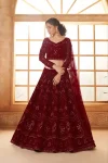 NEW ARRIVAL HEAVY NET CHAIN WORK LEHENGA CHOLI WITH DUPATTA MAROON