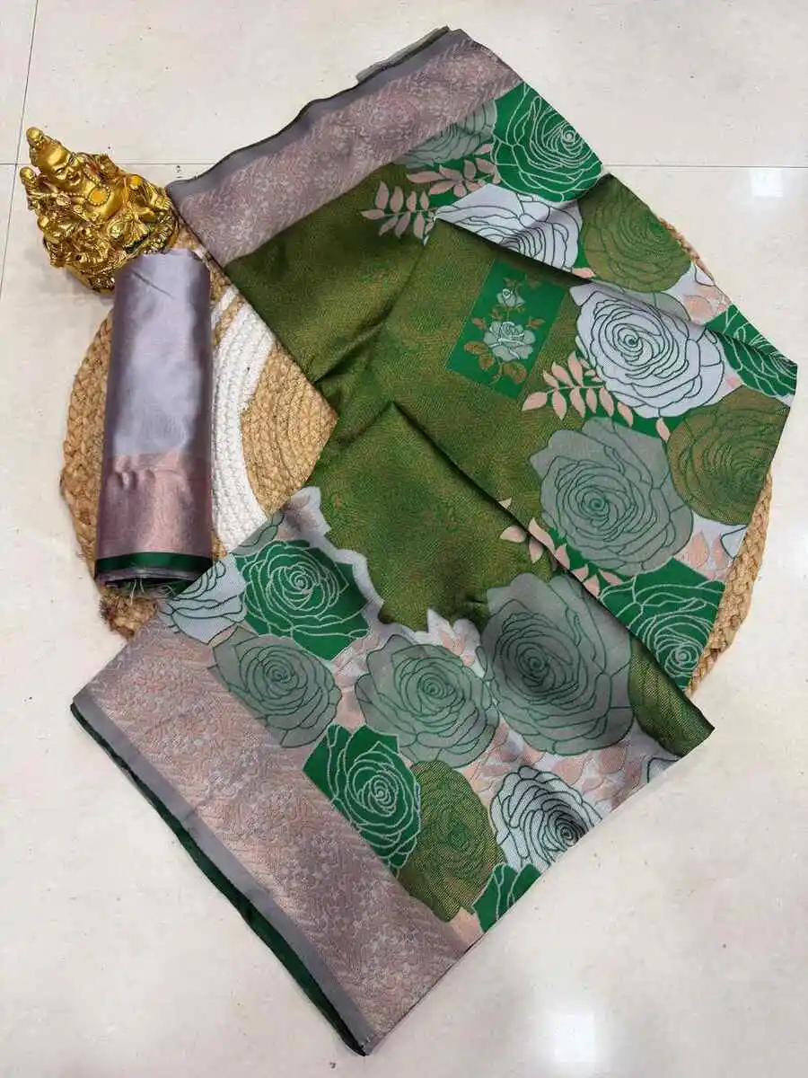 5DESIGNER BANARASI SILK FLOWERS AND MINA & ZARI WEAVING RICH PALLU WITH BORDER WORK SAREE WITH UNSTITCHED BLOUSE FESTIVE WEAR WHOLESALE PRICE ETHNIC GARMENT (5).jpg.webp