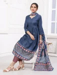 7FANCY COTTON BLEND DIGITAL PRINTED WORK TOP BOTTOM WITH DUPATTA  BLUE