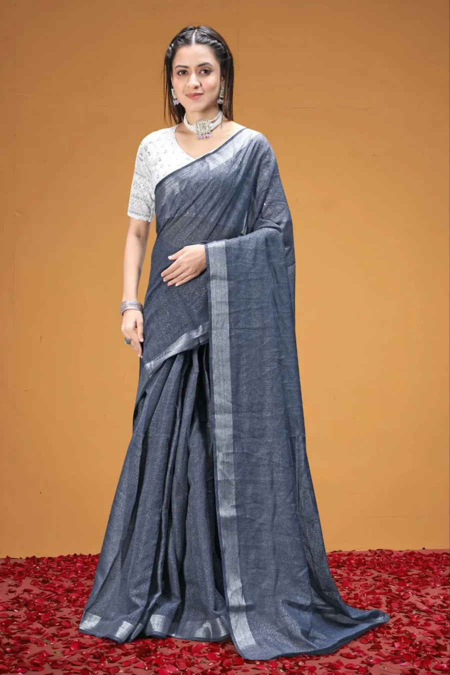 5FANCY TISSUE SILK WEAVING WORK SAREE WITH UNSTITCHED BLOUSE FESTIVE WEAR WHOLESALE PRICE ETHNIC GARMENT (15)