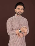 5NEW ARRIVAL COTTON BLEND HANDCRAFTED LUCKHNAWI CHIKANKARI WORK MEN’S KURTA PAYJAMA FESTIVE WEAR WHOLESALE PRICE ETHNIC GARMENT (5)