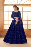 NEW ARRIVAL HEAVY NET CHAIN WORK LEHENGA CHOLI WITH DUPATTA BLUE