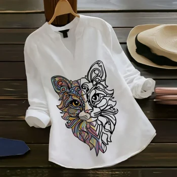 NEW ARRIVAL RAYON COLLER+ DIGITAL PRINT TOP WHITE