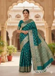 TRENDING LICHI SILK BANARASI WEAVING WORK SAREE WITH UNSTITCHED BLOUSE RAMA