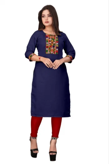 MODERN COTTON EMBROIDERY WORK NAVY BLUE