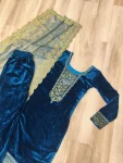 7DESIGNER VELVET SEQUENCE & ZARI EMBROIDERY WORK TOP BOTTOM WITH DUPATTA FESTIVE WEAR WHOLESALE PRICE ETHNIC GARMENT (28)