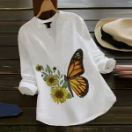 NEW ARRIVAL RAYON COLLER+ DIGITAL PRINT TOP WHITE