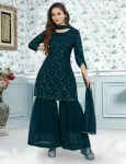 9NEW ARRIVAL GEORGETTE EMBROIDERY WORK TOP SHARARA WITH DUPATTA FESTIVE WEAR WHOLESALE PRICE ETHNIC GARMENT (10)