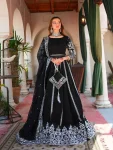 ASTHETIC VELVET THREAD WITH SEQUENCE WORK LEHENGA CHOLI WITH DUPATTA BLACK