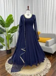ATTRACTIVE GEORGETTE HAND WORK WITH LCD STONE WORK GOWN BOTTOM WITH DUPATTA PARTY WEAR WHOLESALE PRICE ETHNIC GARMENT (1)