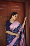 ATTRACTIVE LICHI SILK JACQUARD WORK SAREE WITH UNSTITCHED BLOUSE SAREE WITH UNSTITCHED BLOUSE FESTIVE WEAR WHOLESALE PRICE ETHNIC GARMENT (2)