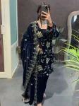ATTRACTIVE VISCOSE VELVET EMBROIDERY MULTI SEQUENCE WORK TOP BOTTOM WITH DUPATTA FESTIVE WEAR WHOLESLAE PRICE ETHNIC GARMENT (2)