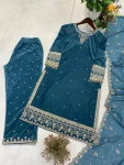 DESIGNER 9000 VELVET SEQUENCE EMBROIDERY WORK TOP BOTTOM WITH DUPATTA FESTIVE WEAR WHOLESALE PRICE ETHNIC GARMENT (3)