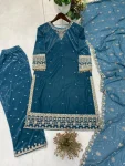 DESIGNER 9000 VELVET SEQUENCE EMBROIDERY WORK TOP BOTTOM WITH DUPATTA FESTIVE WEAR WHOLESALE PRICE ETHNIC GARMENT (3)